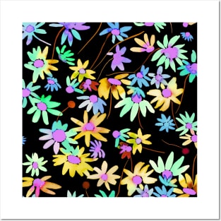 Daisies Spring Countryside Neon Posters and Art